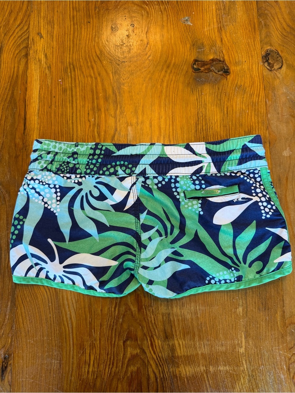 Vintage Y2K O’Neill Tropical Print Low Rise Board Shorts, Blue & Green, Small - Picture 2 of 6
